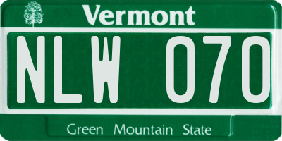 VT license plate NLW070