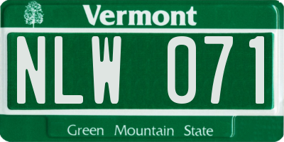 VT license plate NLW071