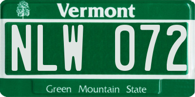 VT license plate NLW072