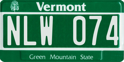 VT license plate NLW074