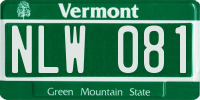 VT license plate NLW081