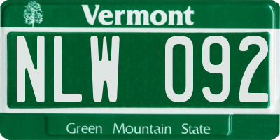 VT license plate NLW092