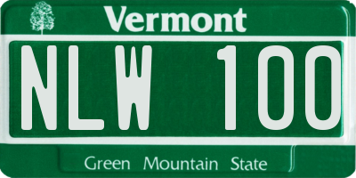 VT license plate NLW100