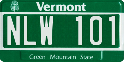 VT license plate NLW101