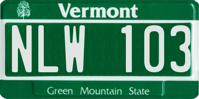VT license plate NLW103