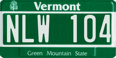 VT license plate NLW104
