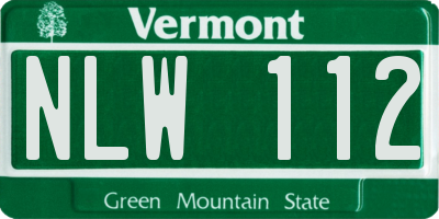 VT license plate NLW112