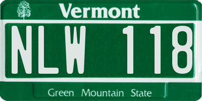 VT license plate NLW118