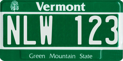 VT license plate NLW123