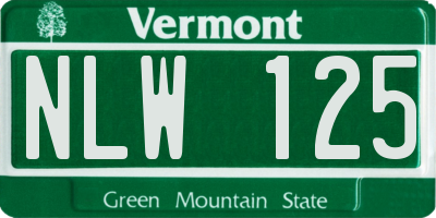 VT license plate NLW125