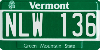 VT license plate NLW136