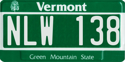 VT license plate NLW138