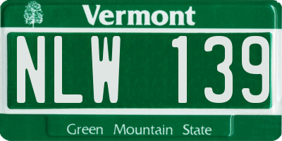 VT license plate NLW139