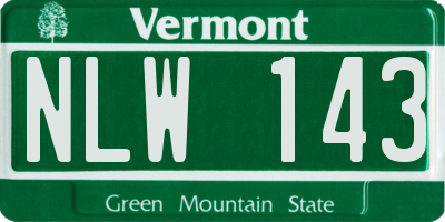 VT license plate NLW143