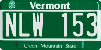 VT license plate NLW153