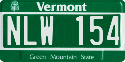 VT license plate NLW154
