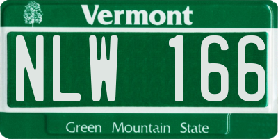 VT license plate NLW166