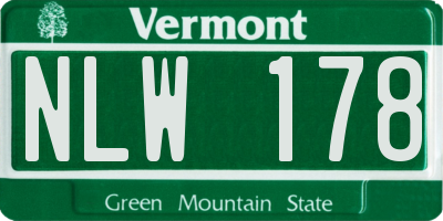VT license plate NLW178