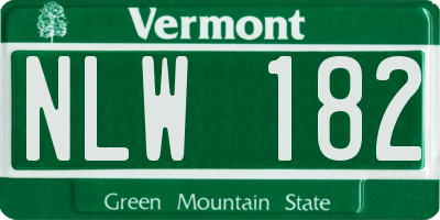 VT license plate NLW182