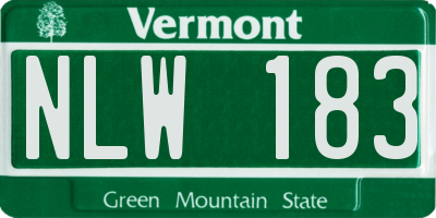VT license plate NLW183