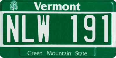 VT license plate NLW191