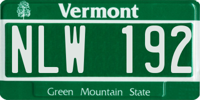 VT license plate NLW192