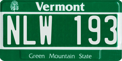 VT license plate NLW193