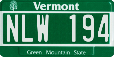 VT license plate NLW194