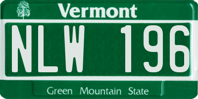 VT license plate NLW196