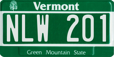 VT license plate NLW201
