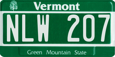 VT license plate NLW207