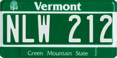 VT license plate NLW212