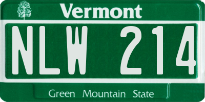 VT license plate NLW214
