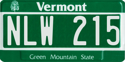VT license plate NLW215