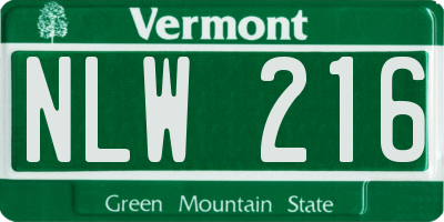 VT license plate NLW216