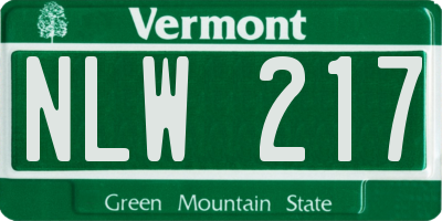 VT license plate NLW217