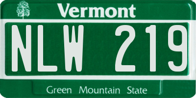 VT license plate NLW219