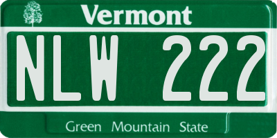VT license plate NLW222