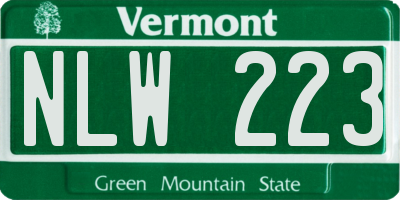VT license plate NLW223