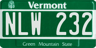 VT license plate NLW232