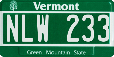 VT license plate NLW233