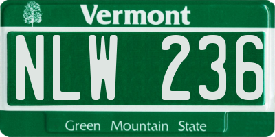 VT license plate NLW236