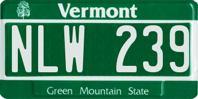 VT license plate NLW239