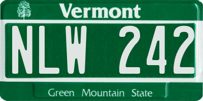 VT license plate NLW242