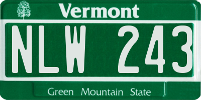 VT license plate NLW243