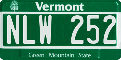 VT license plate NLW252