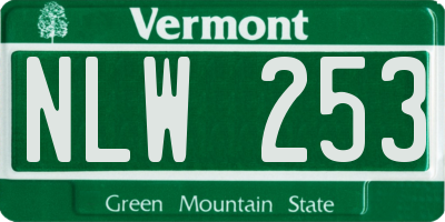 VT license plate NLW253