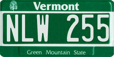VT license plate NLW255