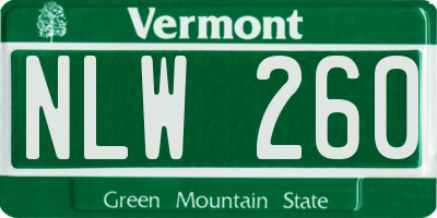 VT license plate NLW260