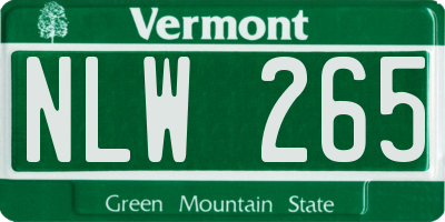 VT license plate NLW265